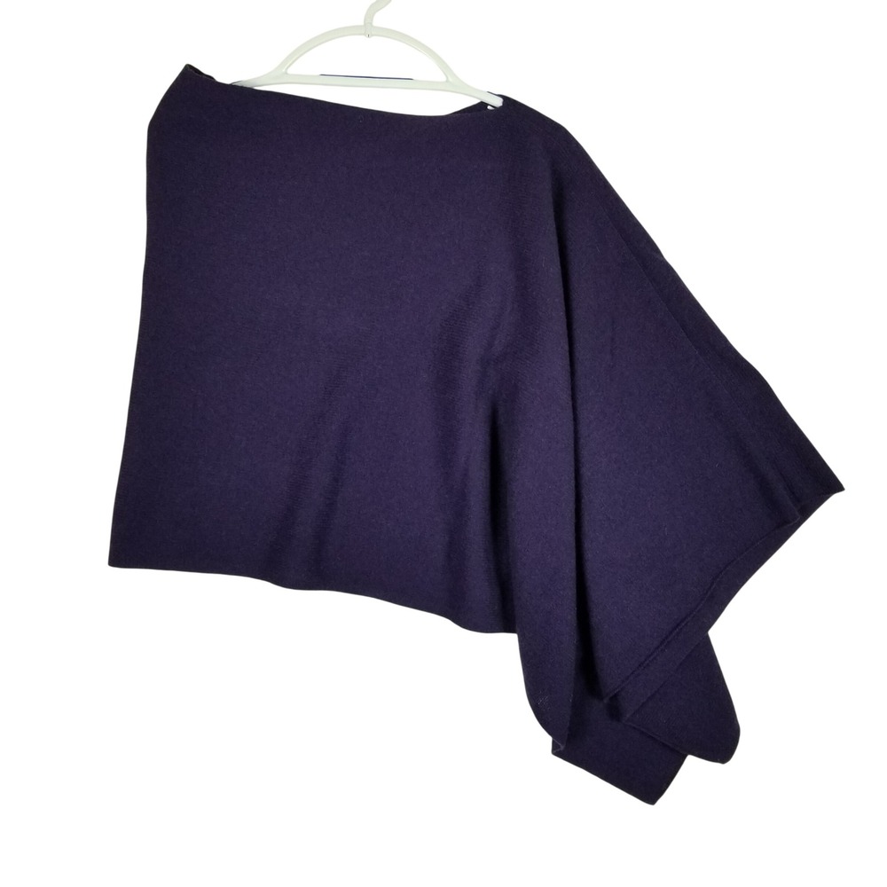 Claudia Nichole Poncho Women OS Purple 100% Cashmere Asymmetrical Knit Wrap